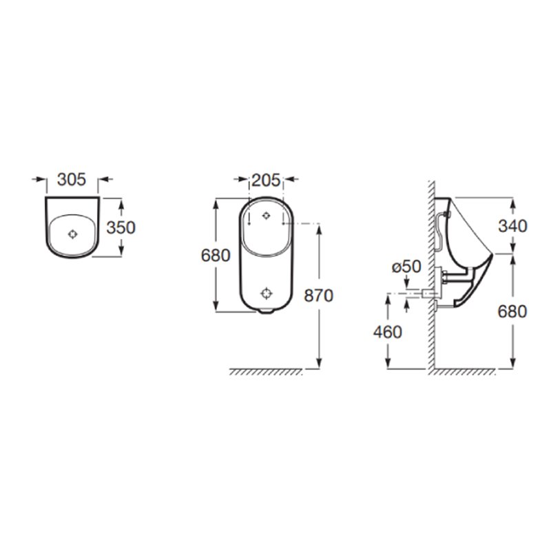 Roca Proton Pisuar elektroniczny Rimless dopływ z tyłu Round zasilanie bateryjne (A3590J4000)