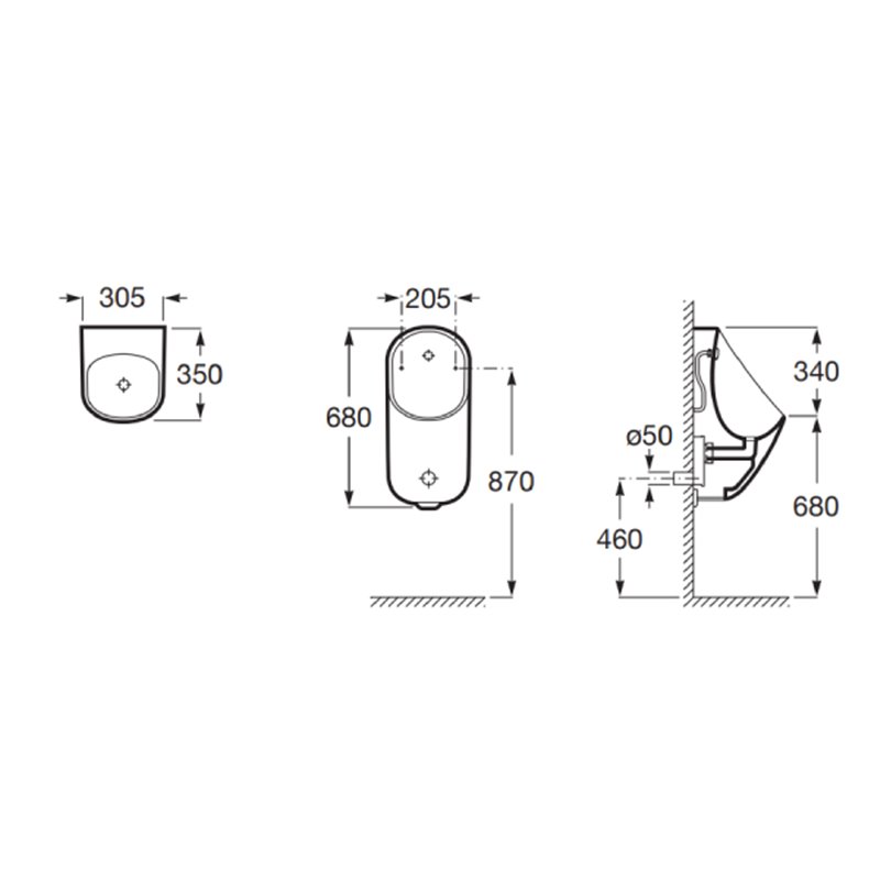 Roca Proton Pisuar elektroniczny Rimless dopływ z tyłu Round zasilanie 230V (A3590J5000)