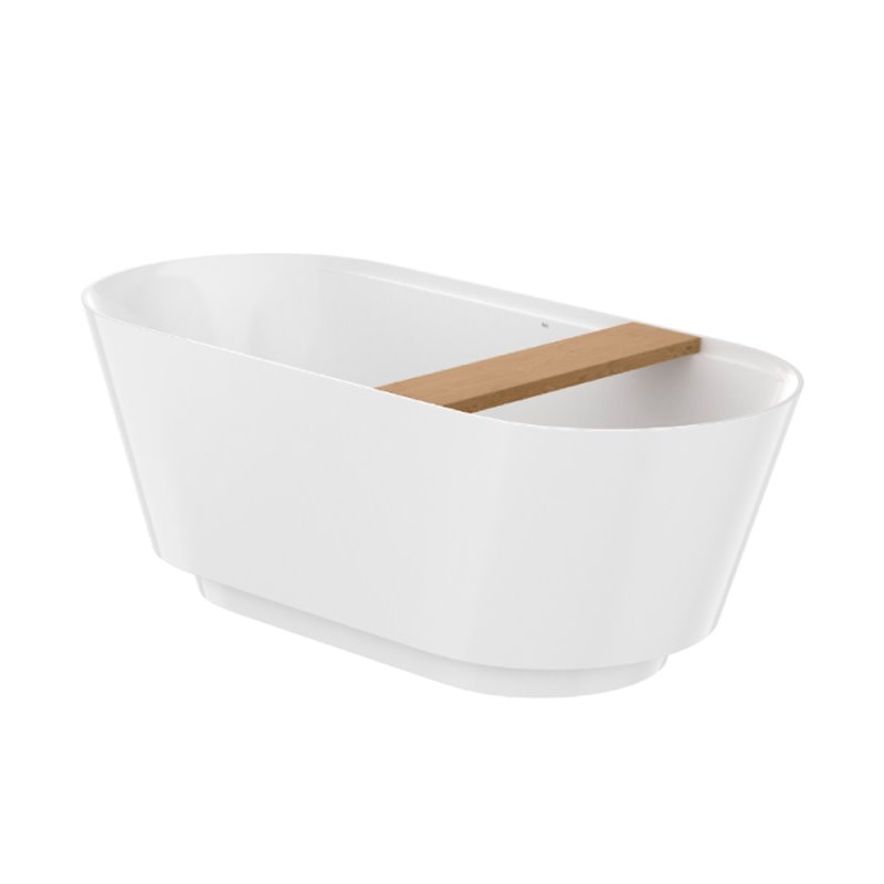 Roca Tura wanna wolnostojąca Stonex® 170x75 cm z podświetleniem LED (drewniana półka, syfon z korkiem klik-klak) (A248672000)