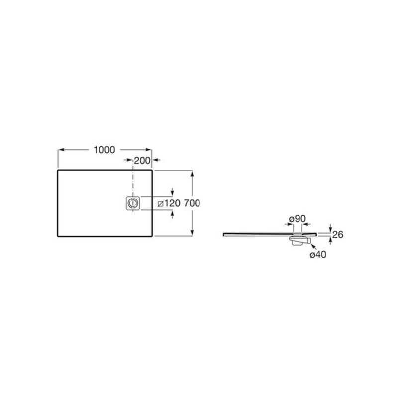 Roca Magma Brodzik prostokątny Stonex® 100 x 70 cm niski syfon kolor perłowy (APE013E82BC03630)
