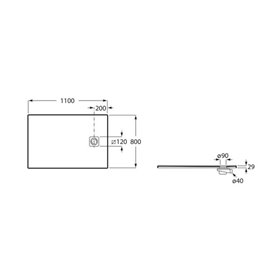 Roca Magma Brodzik prostokątny Stonex® 110 x 80 cm niski syfon kolor perłowy (APE0144C32003630)