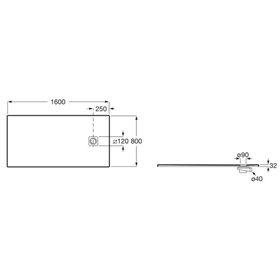 Roca Magma Brodzik prostokątny Stonex® 160 x 80 cm niski syfon kolor szary łupek (APE0164032003200)