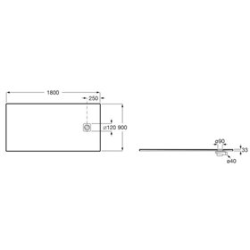 Roca Magma Brodzik prostokątny Stonex® 180 x 90 cm niski syfon kolor beżowy (APE0170838403650)