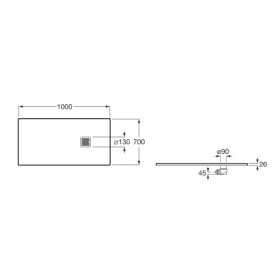 Roca Terran Brodzik prostokątny 100 x 70 cm syfon w komplecie Perłowy (AP1013E82BC01630)