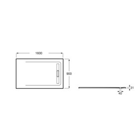 Roca Aquos Brodzik prostokątny 160 x 90 cm syfon w komplecie cafe (AP60164038401660)