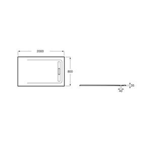 Roca Aquos Brodzik prostokątny 200 x 80 cm syfon w komplecie onyks (AP6017D032001640)