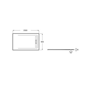 Roca Aquos Brodzik prostokątny 200 x 90 cm syfon w komplecie szary łupek (AP6017D038401200)