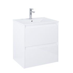 Roca Claudia Szafka łazienkowa 60 cm z 2 szufladami z umywalką Hebe biały połysk (A857794806+A3272A3000)