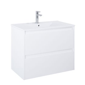 Roca Claudia Szafka łazienkowa 80 cm z 2 szufladami z umywalką Hebe biały mat (A857795529+A3272A4000)