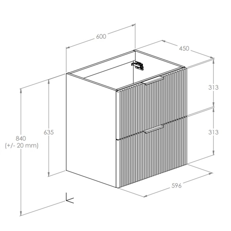 Roca Reef Szafka łazienkowa 60 cm z 2 szufladami do kompletacji z umywalką Hebe jasny dąb (A857954464)