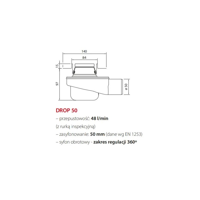 Wiper New Premium Glass White Odpływ liniowy 110 cm z obrotowym syfonem Drop 50 - Zestaw (500.0382.01.110)