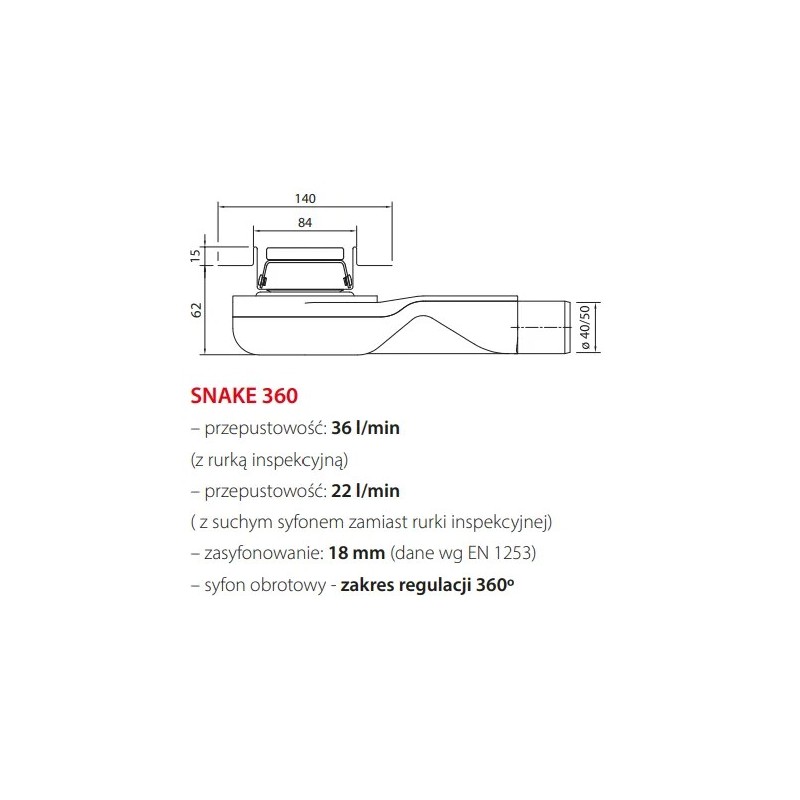 Wiper New Premium Glass White Odpływ liniowy 120 cm z obrotowym syfonem snake 360 - Zestaw (500.0731.01.120)