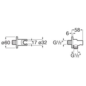 Roca Uchwyt słuchawki z przyłączem węża prysznicowego 1/2