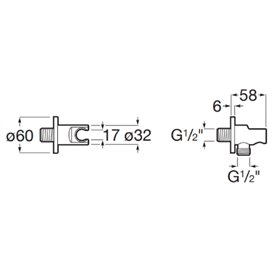 Roca Uchwyt słuchawki z przyłączem węża prysznicowego 1/2