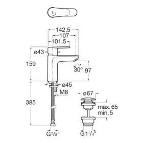Roca Victoria Plus Bateria umywalkowa sztorcowa medium z korkiem click-clack Cold Start Chrom (A5A3B4FC00)