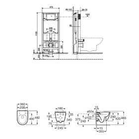 Roca Ona Zestaw podtynkowy DUPLO ONE + miska WC podwieszana ONA RIMLESS COMPACTO z deską (A893106400)