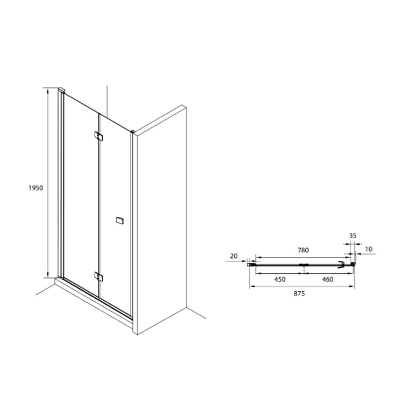 Roca Capital Drzwi składane 2-częściowe z powłoką MaxiClean Czarny mat 90 cm (AM4509016M)