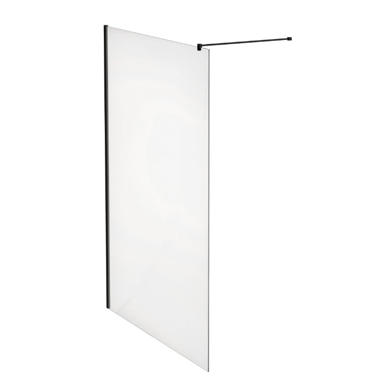 Roca District Ścianka Walk-In grubość 8mm do łączenia z zestawem montażowym Czarny mat 90 cm (AMP718090M+AMP7820002)