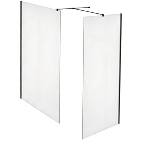 Roca District Kabina Walk-In grubość 6mm z zestawem montażowym Czarny mat 70x80 cm (AMP716070M+AMP716080M+AMP7920006)