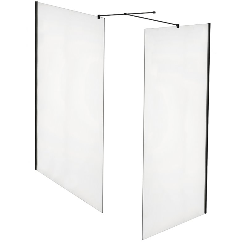 Roca District Kabina Walk-In grubość 6mm z zestawem montażowym Czarny mat 100x90 cm (AMP716100M+AMP716090M+AMP7920006)