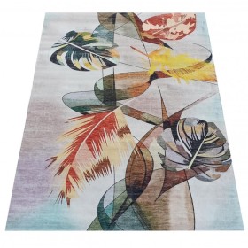 Afribano Dywan nowoczesny do prania Horeca New 124 - wielokolorowy liście 120 x 180 cm (HNEW-124-120X180)