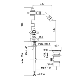 Paffoni Belinda Bateria bidetowa pionowa FBLV135CR