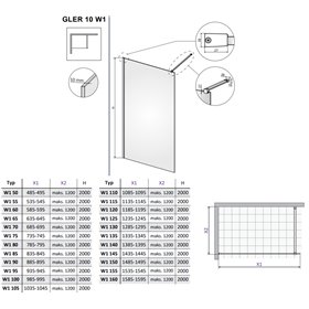 Vixor Gler 10 W1 Kabina Walk-In Miedź szczotkowana W1 80 cm (N08-51080-93-01)