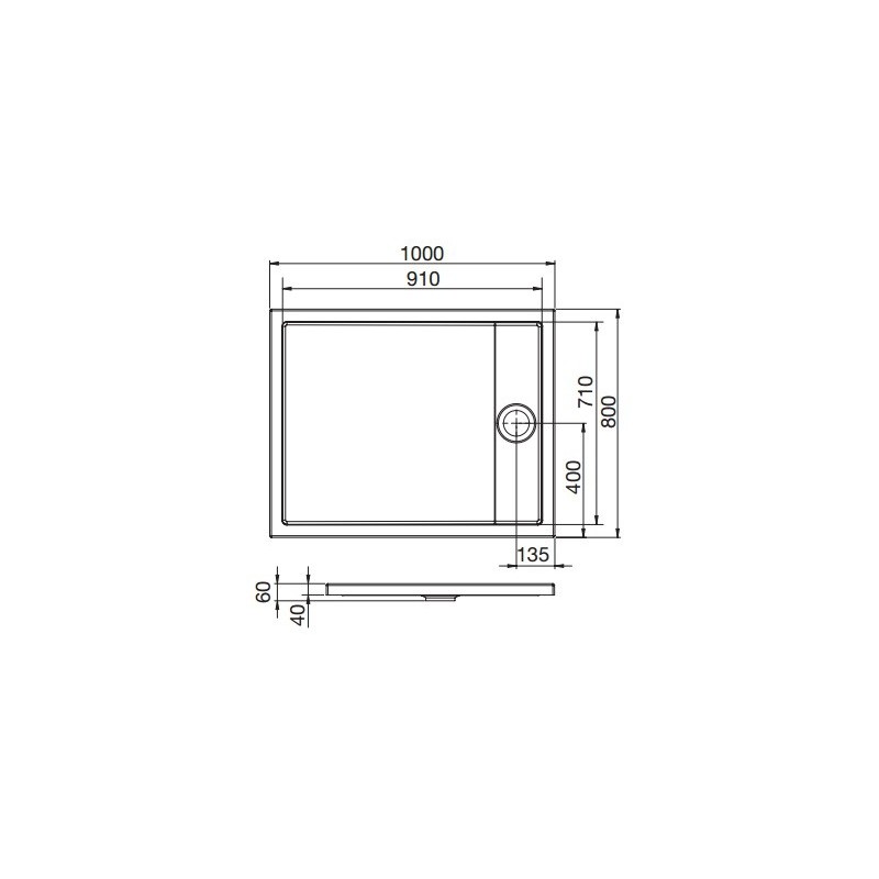 ROCA Granada 100x80x4 cm Brodzik Akrylowy Flat (A276261000)