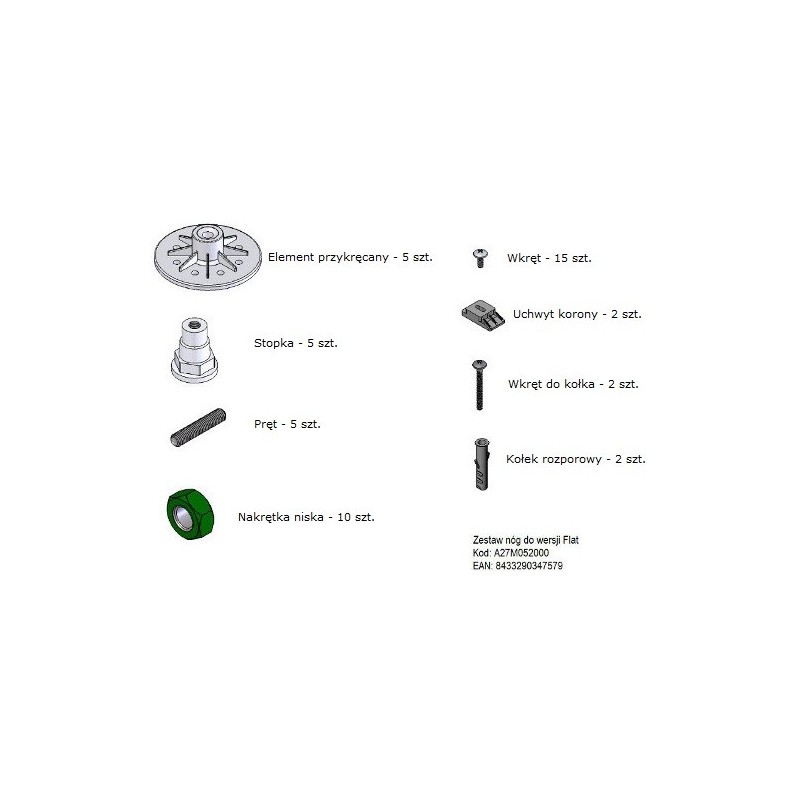 ROCA Zestaw nóg do brodzika w wersji Flat (A27M052000)