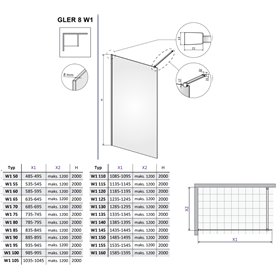 Vixor Gler 8 W1 Kabina Walk-In Złoty szczotkowany W1 115 cm (N07-51115-99-01)