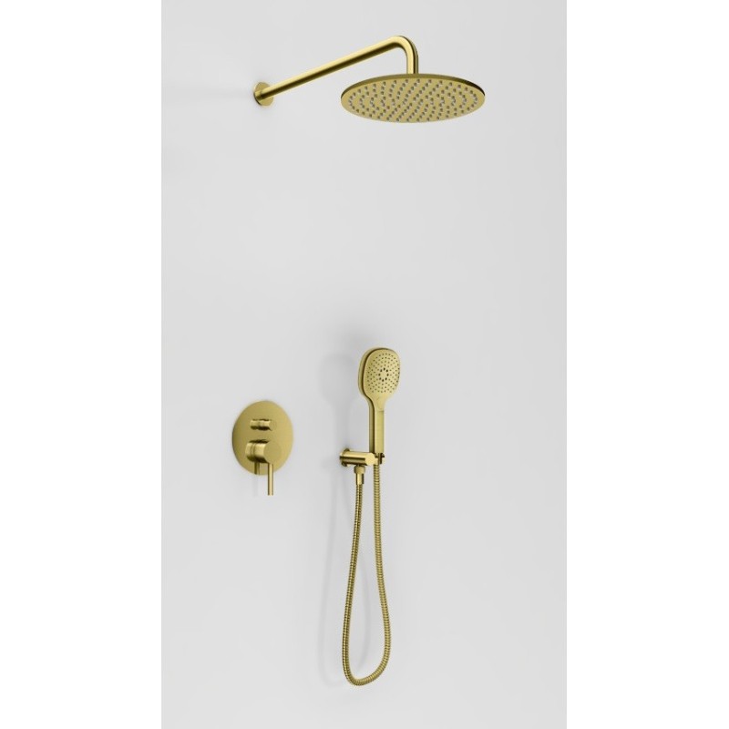 Kohlman Axel Brushed Gold Zestaw Prysznicowy Podtynkowy Z Deszczownicą 25 cm (QW210AGDBR25)