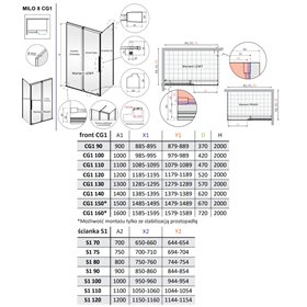 Vixor Milo 8 Kabina prysznicowa prostokątna prawa chrom błyszczący 140x120 cm (N05-24722-01-01R+N05-80680-00-01+N05-60120-00-01)