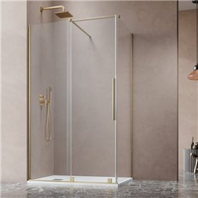 Vixor Milo 8 Kabina prysznicowa prostokątna lewa złoty szczotkowany 150x90 cm (N05-24772-99-01L+N05-80730-00-01+N05-60090-00-01)