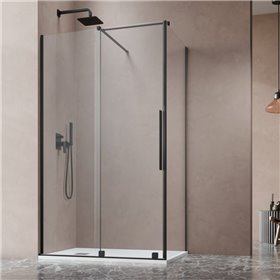 Vixor Milo 8 Kabina prysznicowa prostokątna prawa czarny matowy 150x75 cm (N05-24772-54-01R+N05-80730-00-01+N05-60075-00-01)