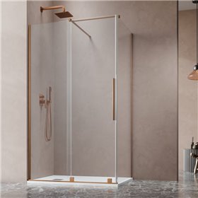 Vixor Milo 8 Kabina prysznicowa prostokątna prawa miedź szczotkowana 130x80 cm (N05-24672-93-01R+N05-80630-00-01+N05-60080-00-01