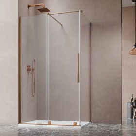 Vixor Milo 8 Kabina prysznicowa prostokątna prawa miedź szczotkowana 110x100 cm (N05-24572-93-01R+N05-80530-00-01+N05-60100-00-0