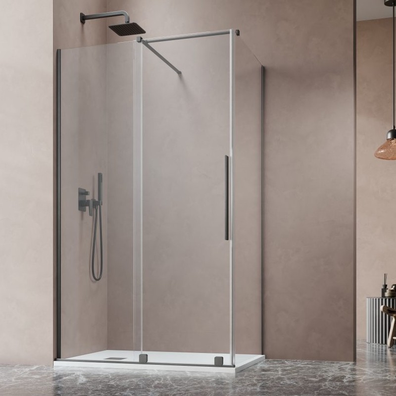Vixor Milo 8 Kabina prysznicowa prostokątna prawa GunMetal szczotkowany 130x100 cm (N05-24672-93-01R+N05-80630-00-01+N05-60100-0