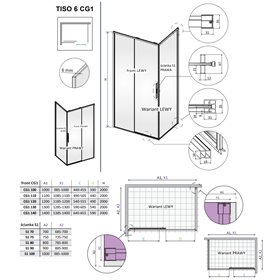 Vixor Tiso 6 Kabina prysznicowa prostokątna lewa Chrom błyszczący 100x70 cm (N13-24100-01-01L+N13-60070-01-01L)