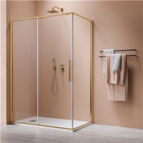 Vixor Tiso 6 Kabina prysznicowa prostokątna prawa Złoty błyszczący 100x90 cm (N13-24100-09-01R+N13-60090-09-01R)