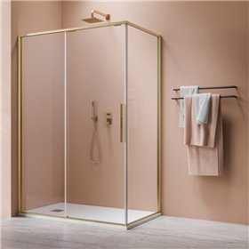 Vixor Tiso 6 Kabina prysznicowa prostokątna lewa Złoty szczotkowany 100x80 cm (N13-24100-99-01L+N13-60080-99-01L)