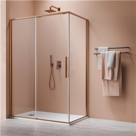 Vixor Tiso 6 Kabina prysznicowa prostokątna prawa Miedź szczotkowana 130x80 cm (N13-24130-93-01R+N13-60080-93-01R)