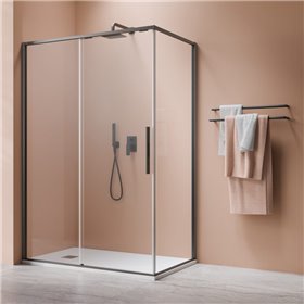 Vixor Tiso 6 Kabina prysznicowa prostokątna lewa Gunmetal szczotkowany 140x90 cm (N13-24140-92-01L+N13-60090-92-01L)