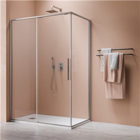 Vixor Tiso 6 Kabina prysznicowa prostokątna prawa NIkiel szczotkowany 140x70 cm (N13-24140-91-01R+N13-60070-91-01R)