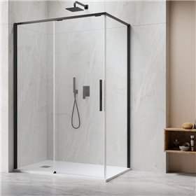 Vixor Tiso Lite Kabina prysznicowa prostokątna lewa Czarny mat 140x80 cm (N14-24140-54-01L+N14-60080-54-01L)