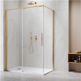 Vixor Tiso Lite Kabina prysznicowa prostokątna prawa Złoty błyszczący 120x75 cm (N14-24120-09-01R+N14-60075-09-01R)