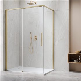 Vixor Tiso Lite Kabina prysznicowa prostokątna lewa Złoty szczotkowany 120x80 cm (N14-24120-99-01L+N14-60080-99-01L)