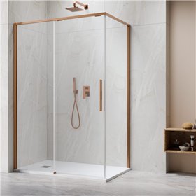 Vixor Tiso Lite Kabina prysznicowa prostokątna prawa Miedź szczotkowana 100x80 cm (N14-24100-93-01R+N14-60080-93-01R)