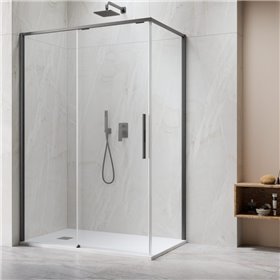 Vixor Tiso Lite Kabina prysznicowa prostokątna prawa GunMetal szczotkowany 100x70 cm (N14-24100-92-01R+N14-60070-92-01R)