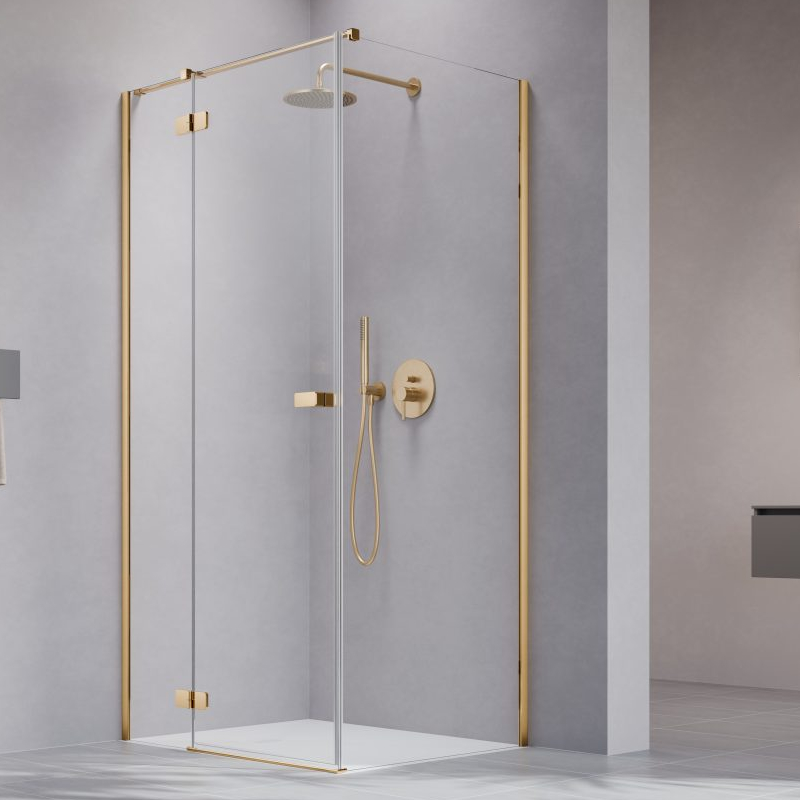 Vixor Sona 8 Kabina prysznicowa prostokątna lewa Złoty błyszczący 90x80 cm (N03-24233-09-01L+N03-80612-00-01L+N03-60080-00-01)