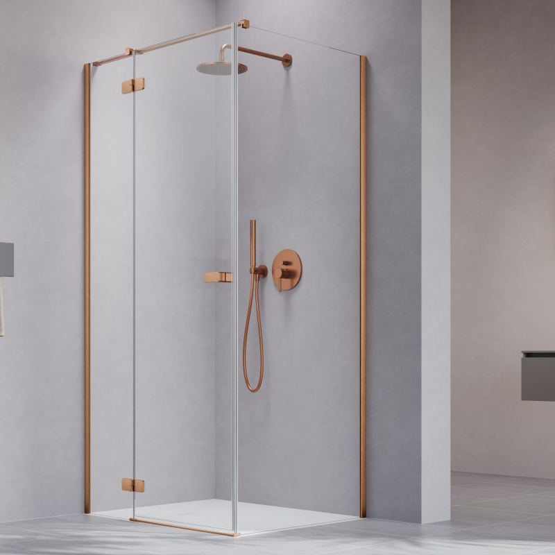 Vixor Sona 8 Kabina prysznicowa kwadratowa lewa Miedź szczotkowana 100x100 cm (N03-24333-93-01L+N03-80612-00-01L+N03-60100-00-01
